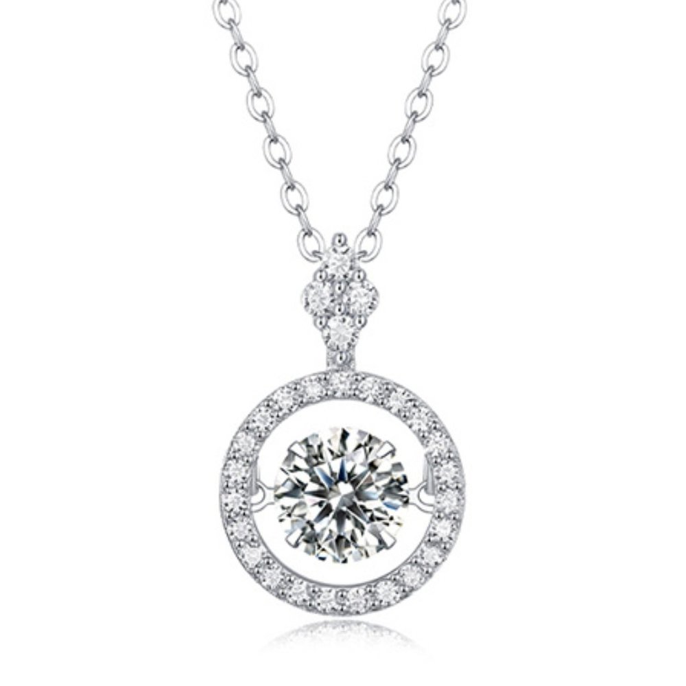 1-Carat Round Brilliant Cut Halo Shimmer Necklace GRA Lab Certified Moissanite